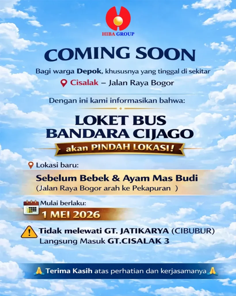 Per tanggal 1 Mei 2026 Loket Cijago ditutup dan pindah lokasi ke Jl. Raya Bogor No. 04, RT.1/RW.6, Depok, 16416 (samping expedisi Baraka Sarana Tama)