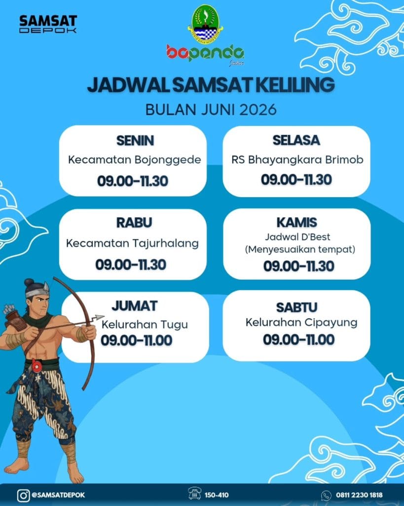 Jadwal Pelayanan SAMSAT Depok per Juni 2026
