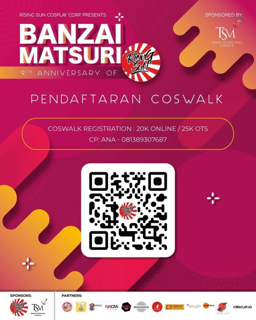 Pendaftaran Coswalk BANZAI MATSURI 9th Anniversary of Rising Sun di Trans Studio Mall Cibubur