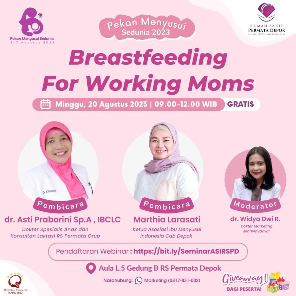 Jangan lewatkan Seminar Breastfeeding for Working Moms yang akan diadakan pada Minggu, 20 Agustus 2023, di RS Permata Depok