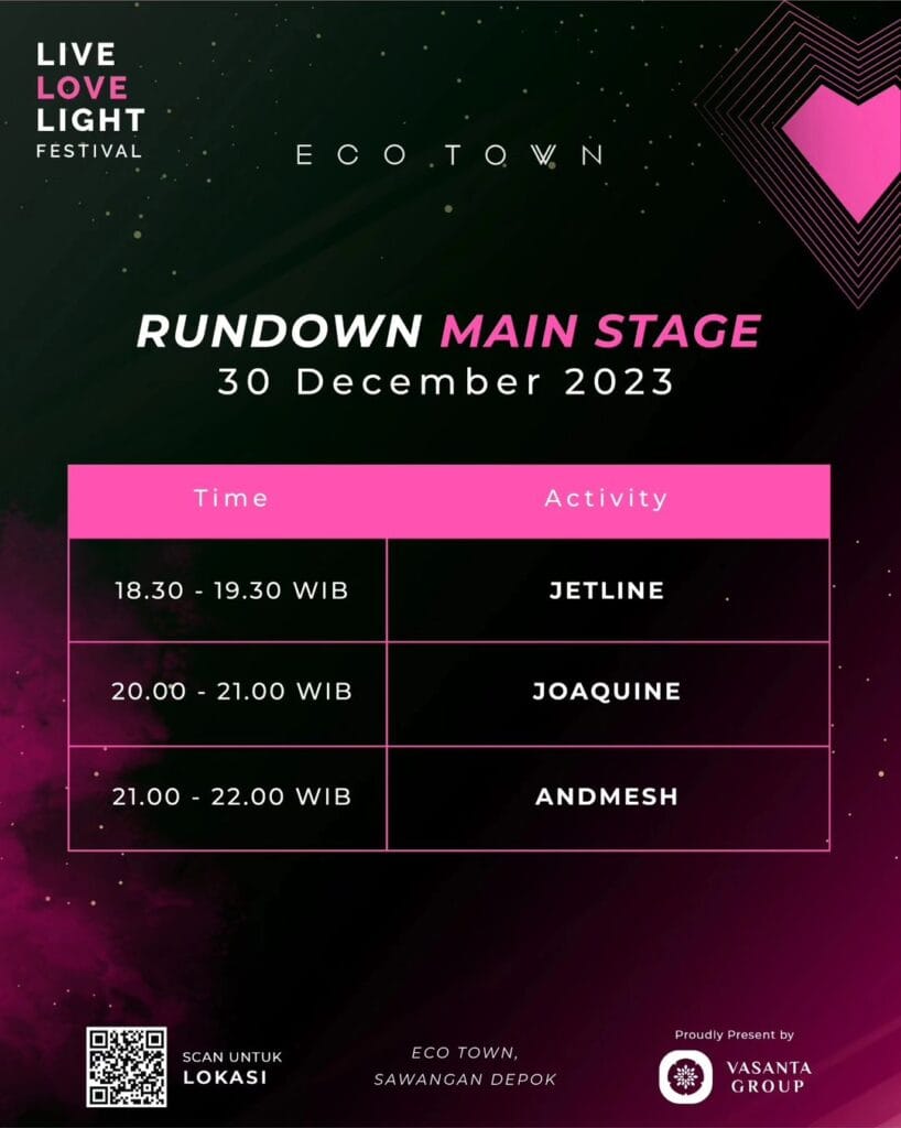 Run Down Live Love Light Festival tanggal 30 Desember 2023