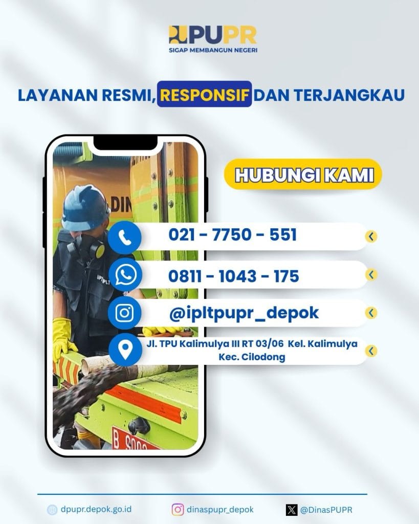 Contact Center Layanan sedot tinja resmi dari UPTD IPLT Dinas PUPR Kota Depok