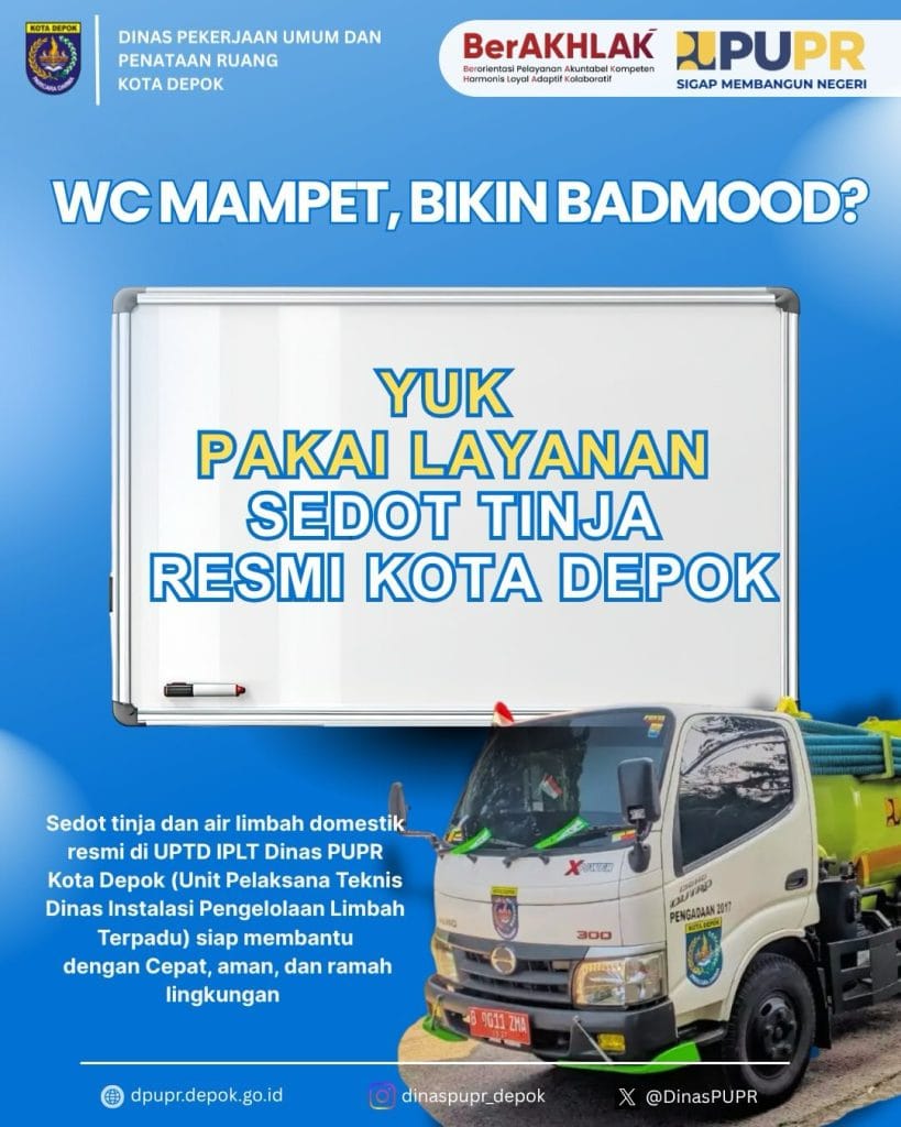 Armada truk layanan sedot tinja resmi dari UPTD IPLT Dinas PUPR Kota Depok