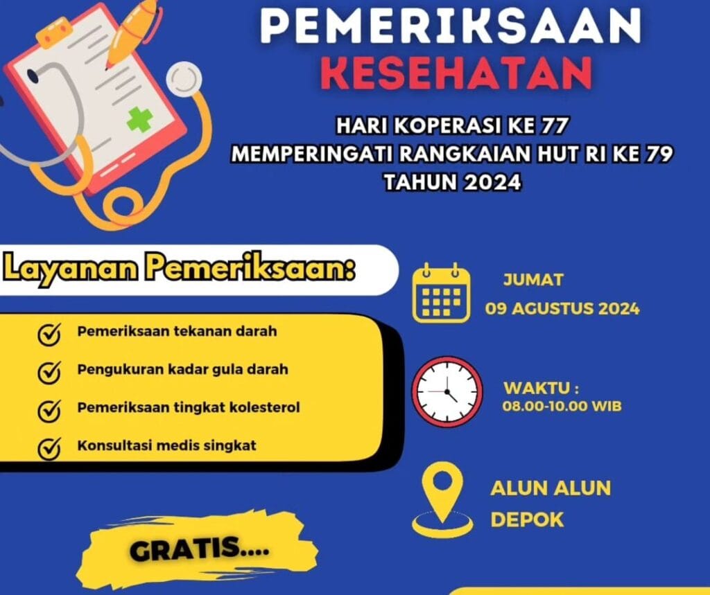 Pemeriksaan Kesehatan HUT ke-77 Koperasi Alun-Alun Kota Depok