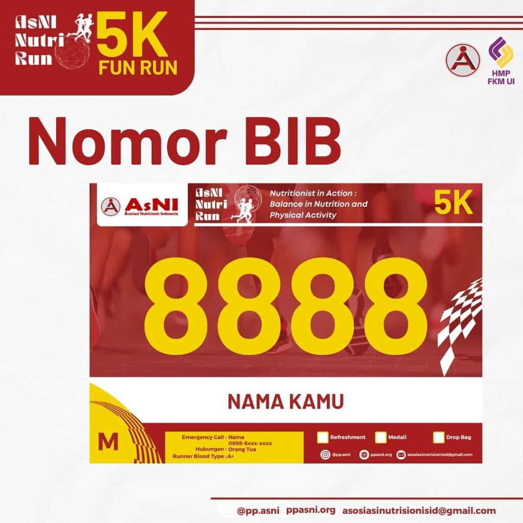 Race Pack AsNI Nutri Run Nomor BIB