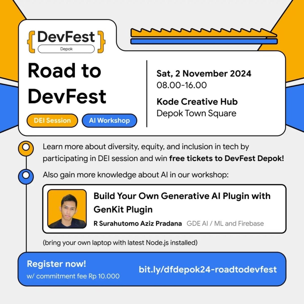 Road to DevFest Depok di Kode Creative Hub Depok Town Square 2 November 2024