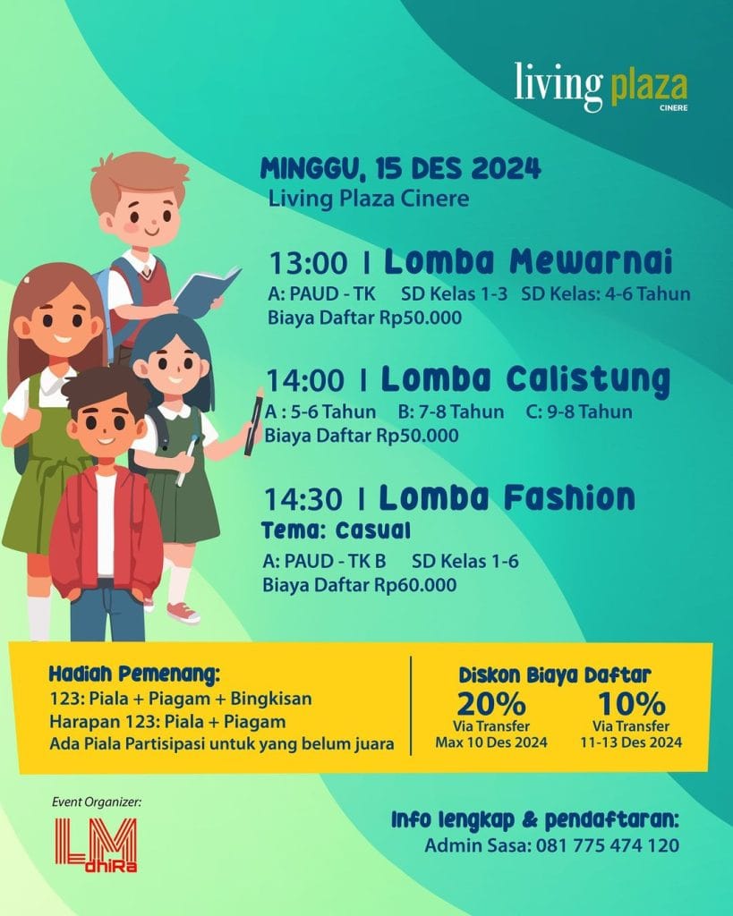 Details Kids Creative and Edufun Competition di Living Plaza Cinere 15 Desember 2024