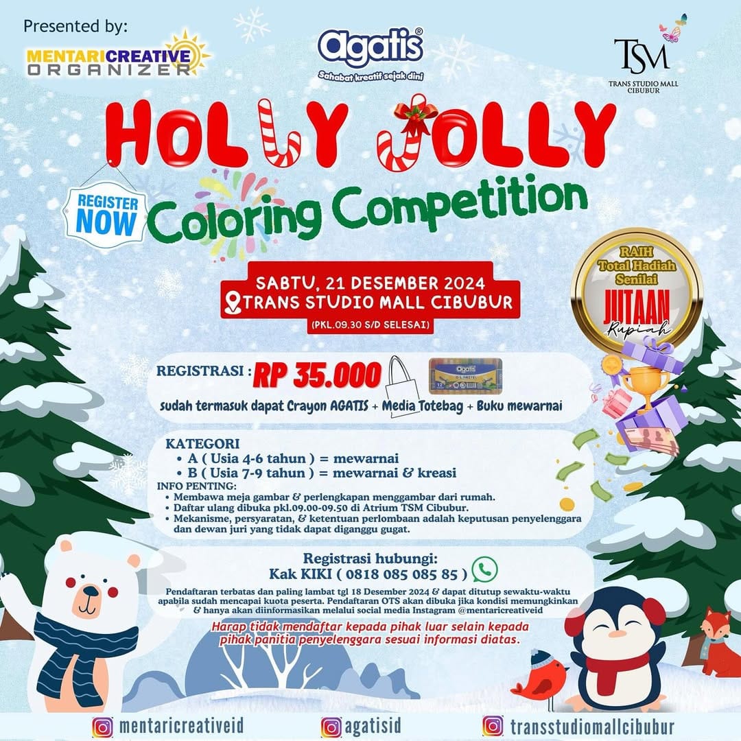 Holly Jolly Coloring Competition di Trans Studio Mall Cibubur 21 Desember 2024