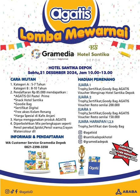 Lomba Mewarnai Agatis bersama Gramedia Depok di Hotel Santika Depok 21 Desember 2024