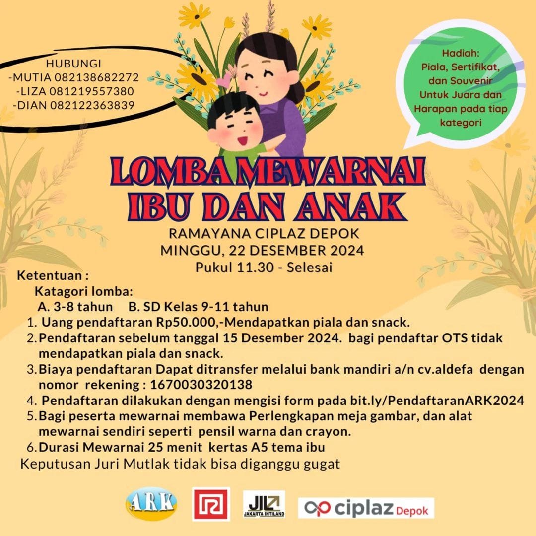 Lomba Mewarnai bu dan Anak di Ramayana Ciplaz Depok 22 Desember 2024