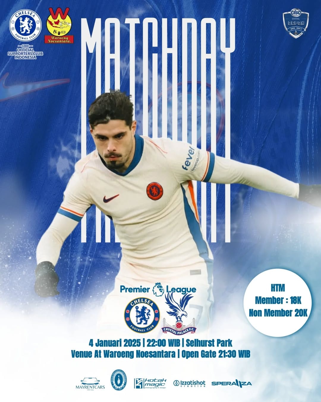 Nobar Depok Crystal Palace vs Chelsea di Warnoes Juanda Depok 4 Januari 2025