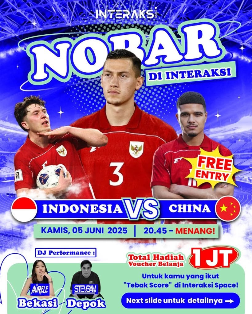 Nobar Indonesia vs China di Interaksi Space Depok 5 Juni 2025