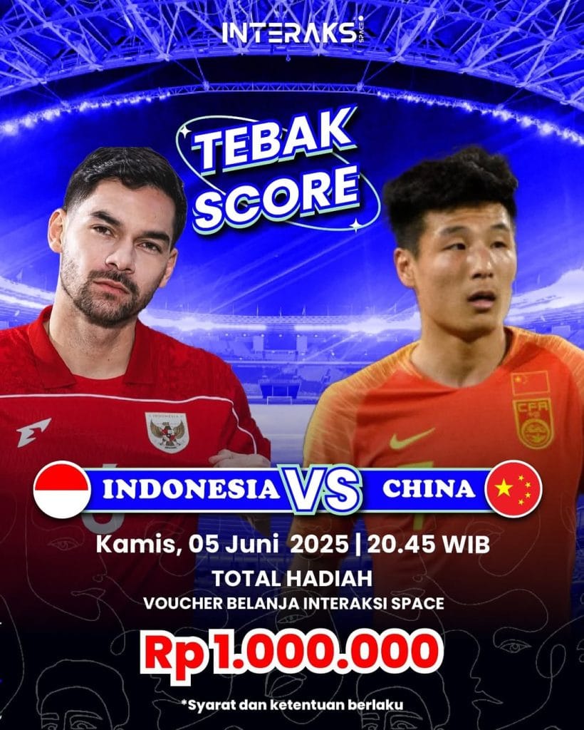 Tebak Score Indonesia vs China di Social Media Interaksi Space Depok