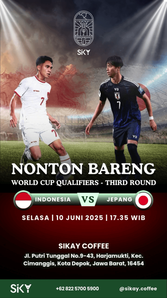 Lokasi Nonton Bareng Nobar Jepang vs Indonesia di Sikay Coffee Eatery and Music Depok 10 Juni 2025