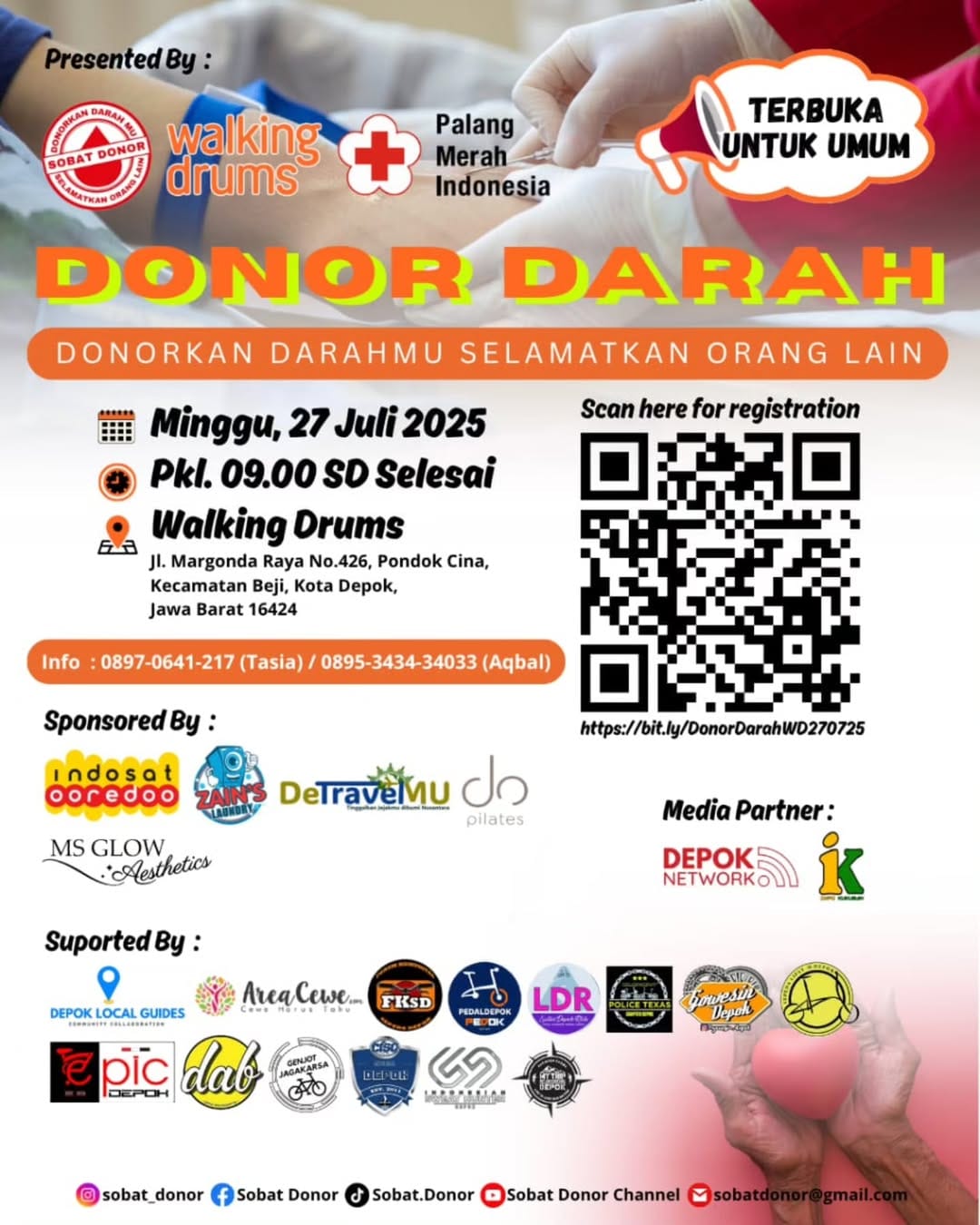 Donor Darah di Walking Drums Margonda Depok Tanggal 27 Juli 2025
