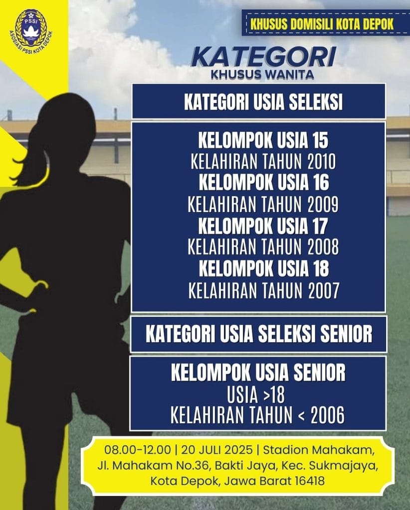 Kategori Usia Open Selection Tim Sepak Bola Wanita Kota Depok Untuk Porprov