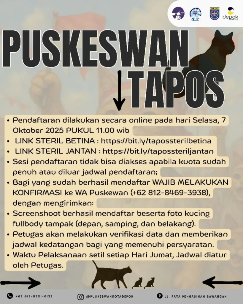 Info Pendaftaran Steril Bulan Oktober 2025 di PUSKESWAN Tapos