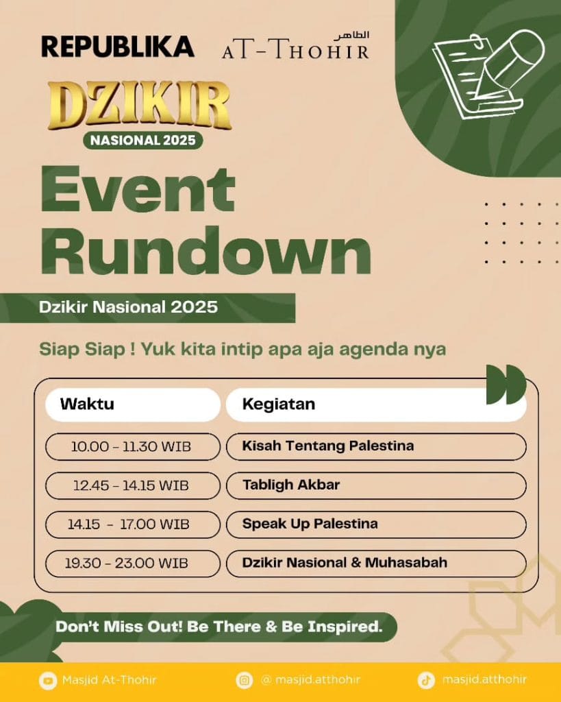 Rundown Malam Dzikir Nasional 2025 di At-Thohir