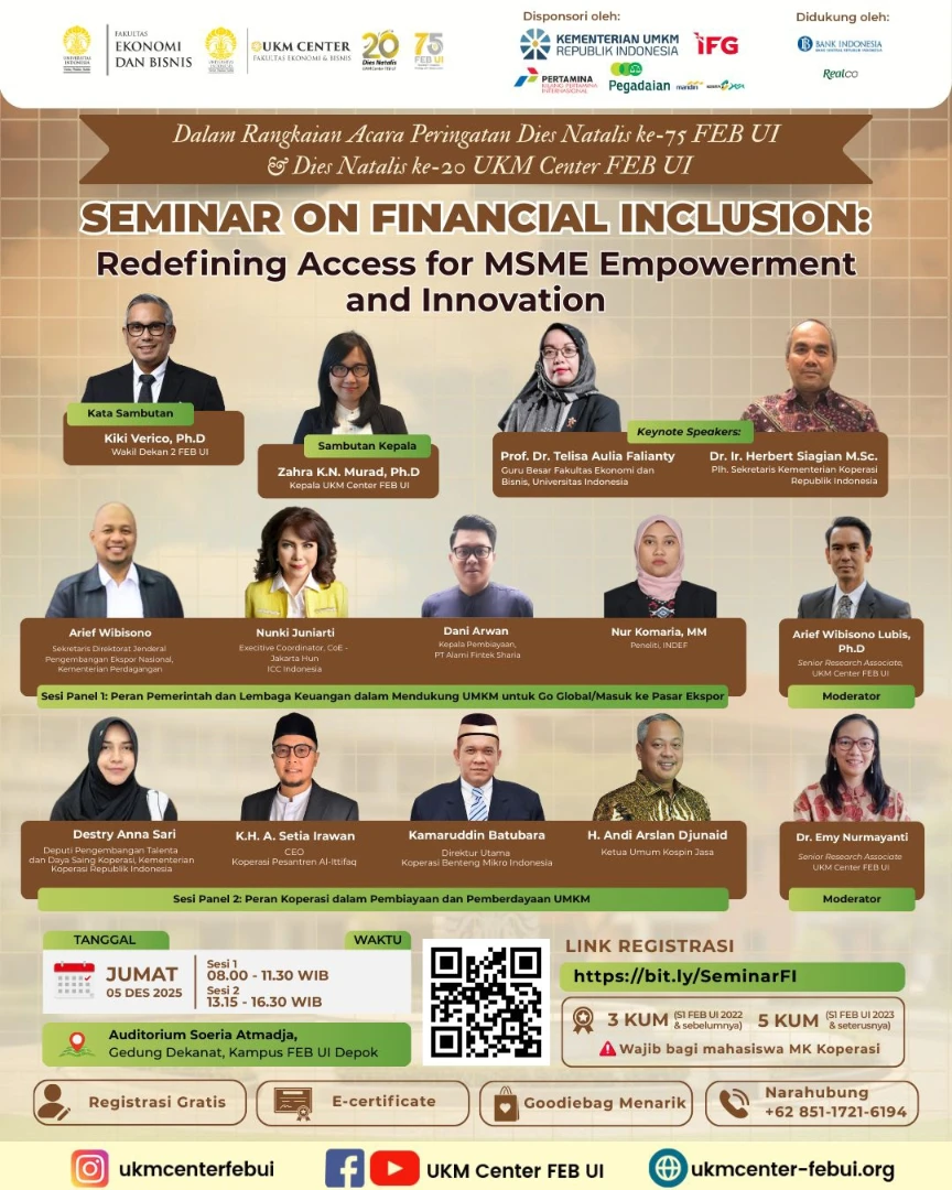 Seminar UMKM Redefining Access for MSME Empowerment and Innovation di FEB Kampus UI Depok tanggal 5 Desember 2025