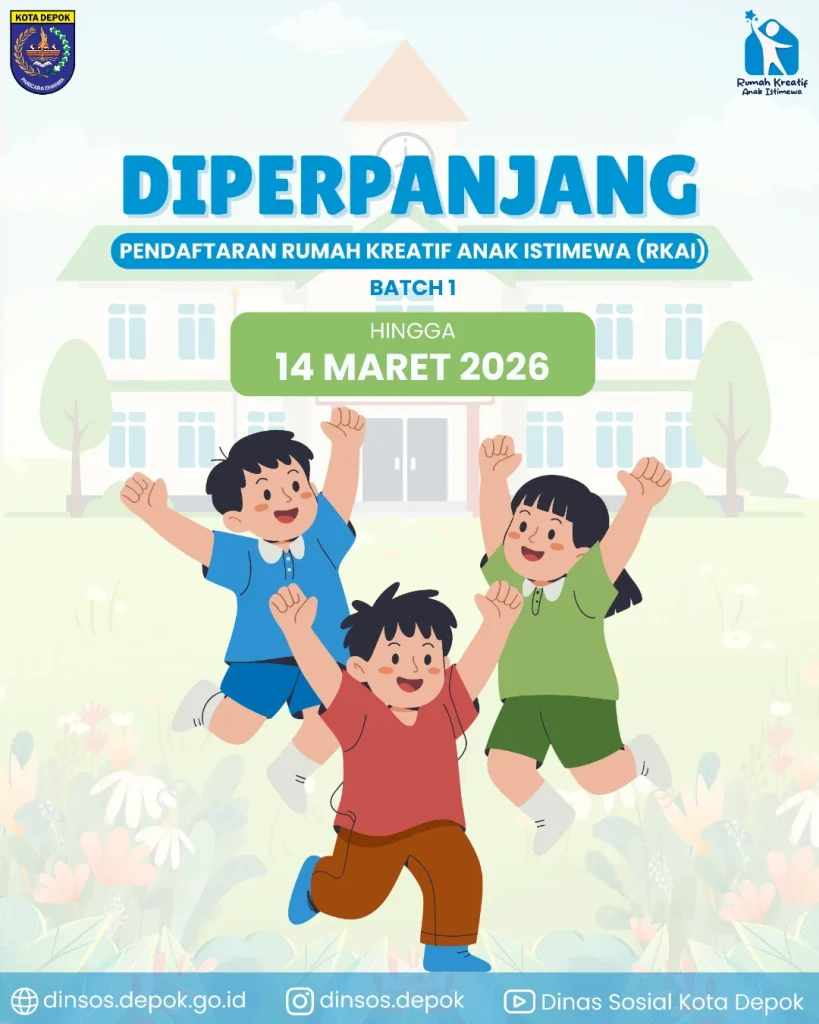 Poster perpanjangan pendaftaran RKAI Kota Depok Batch 1 Tahun 2026 hingga 14 Maret