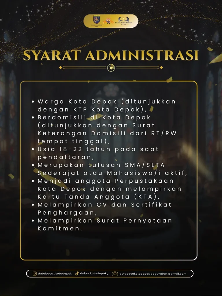 Syarat Administrasi Pemilihan Duta Baca Kota Depok 2026