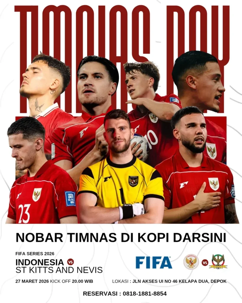 Nonton Bareng Pertandingan Indonesia vs Saint Kitts and Nevis di Kopi Darsini Depok