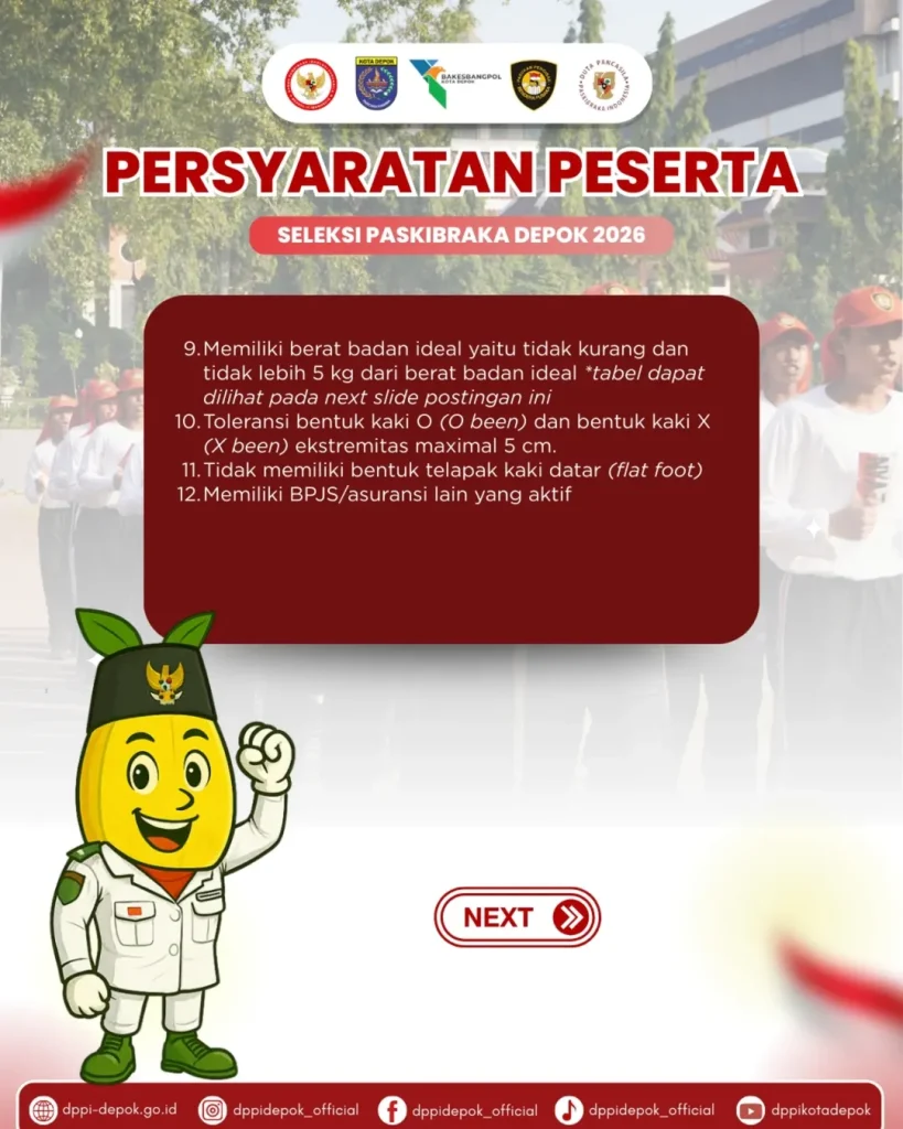 Persyaratan Peserta Seleksi Paskibraka Tingkat Kota Depok 2026 (Bagian 2)
