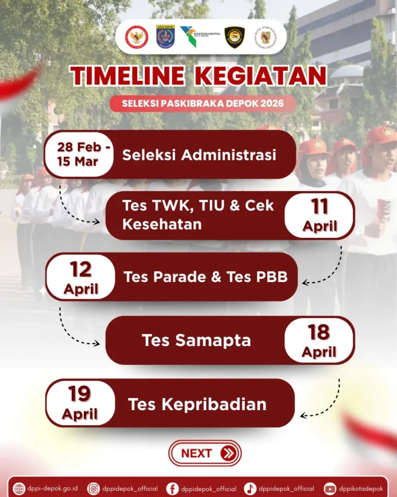 Timeline Kegiatan Seleksi Paskibraka Tingkat Kota Depok 2026
