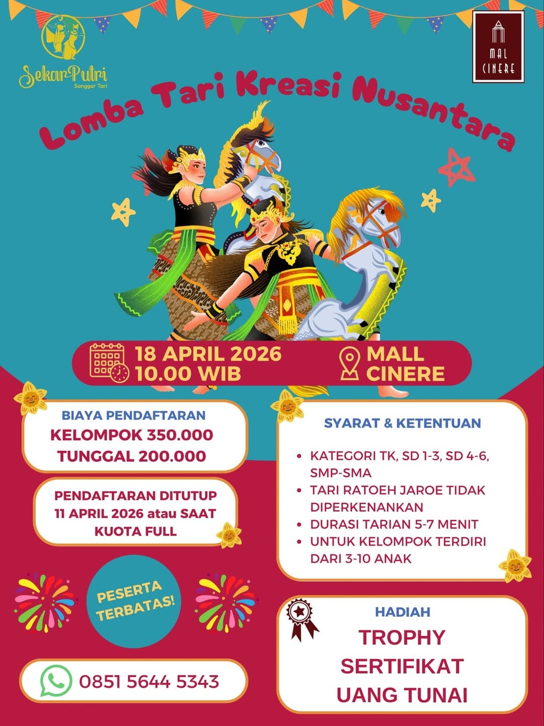 Lomba Tari Kreasi Nusantara di Mall Cinere 18 April 2026