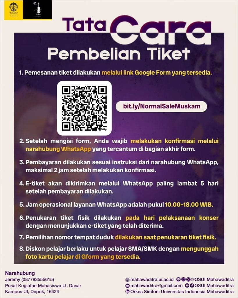 Tata Cara Pembelian Tiket Orkes Simfoni Universitas Indonesia Mahawaditra