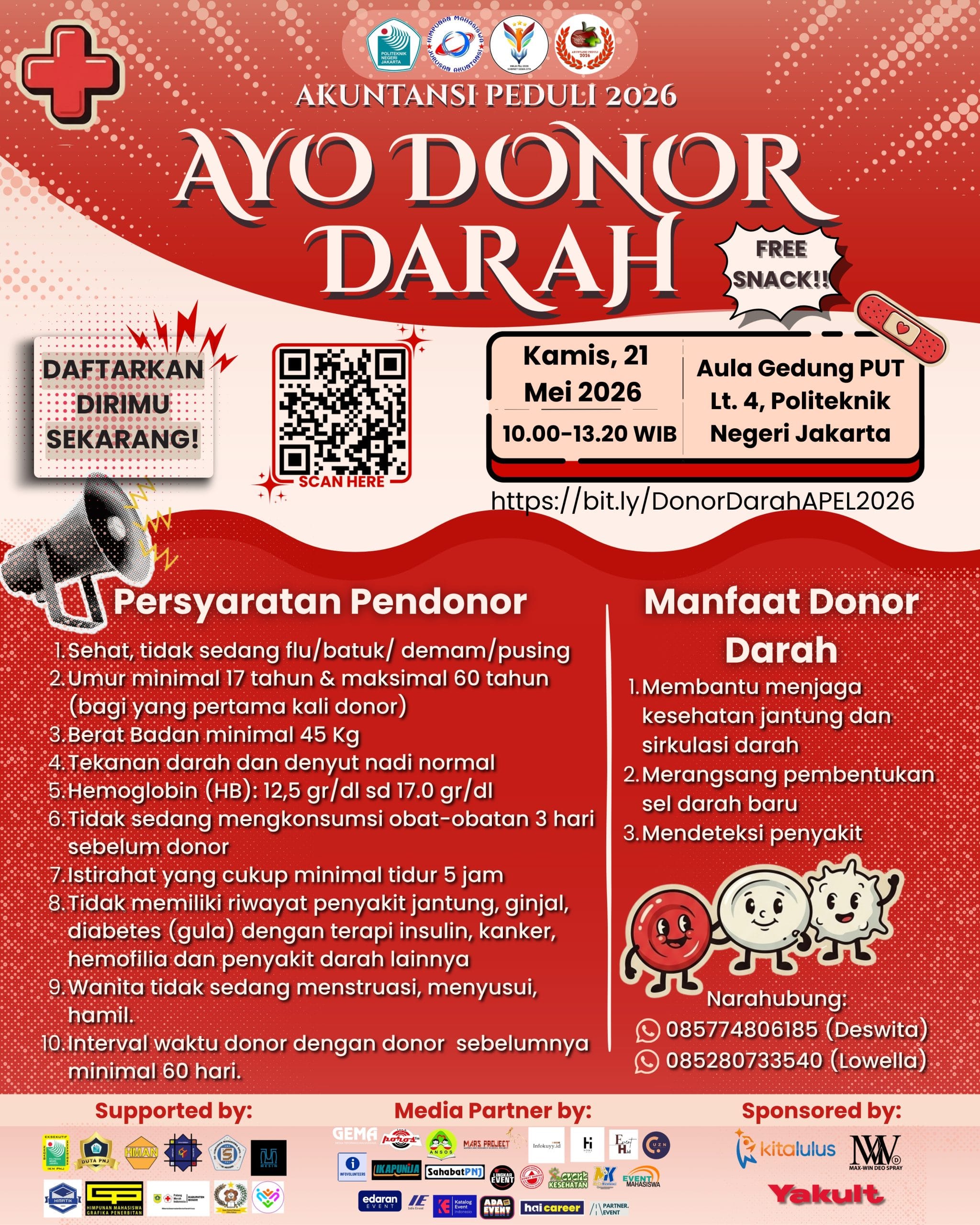 Featured image for “Jadwal Donor Darah PMI di Kampus Politeknik Negeri Jakarta, Terbuka Bagi Masyarakat Umum”