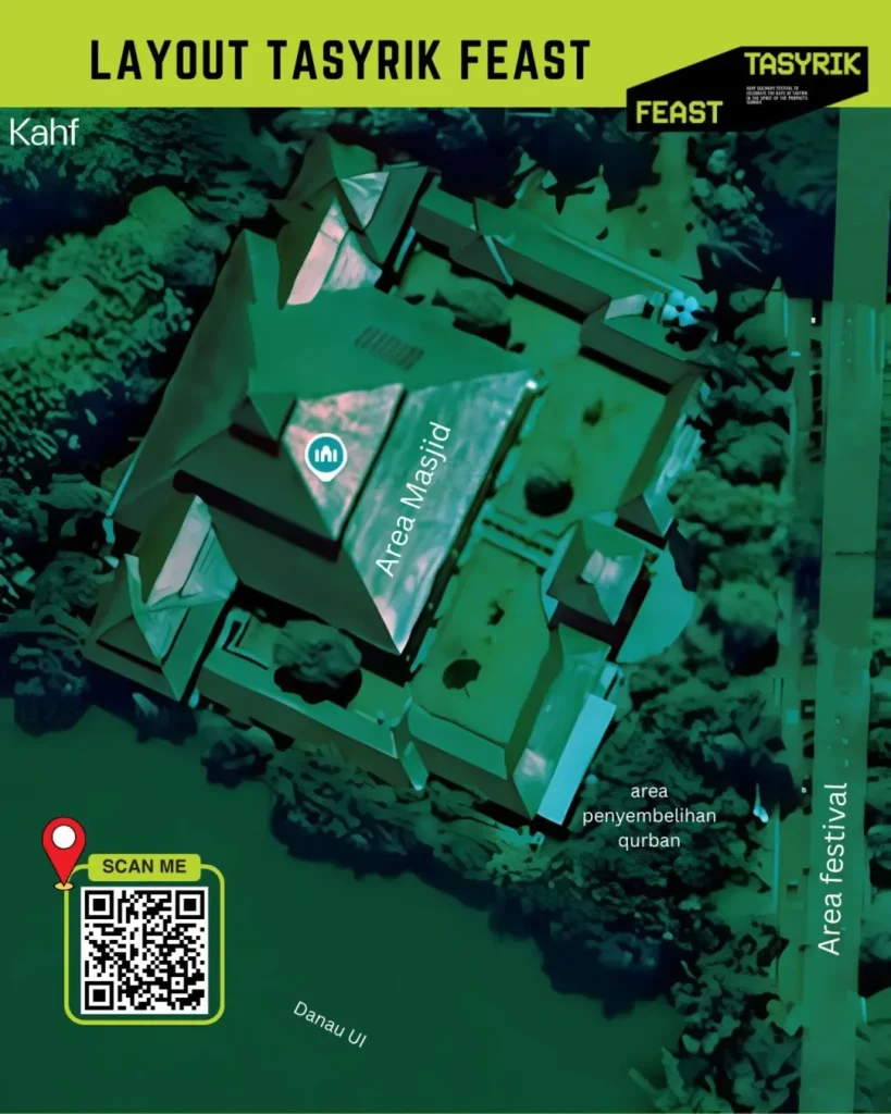 Poster layout acara Kahf Tasyrik Feast 2026 di Masjid Universitas Indonesia Depok
