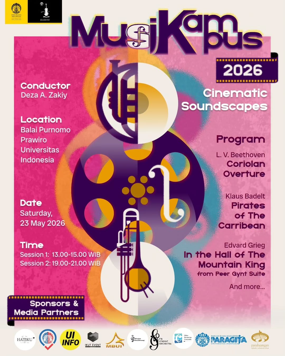 Poster Konser MusiKampus 2026 Cinematic Soundscape oleh OSUI Mahawaditra