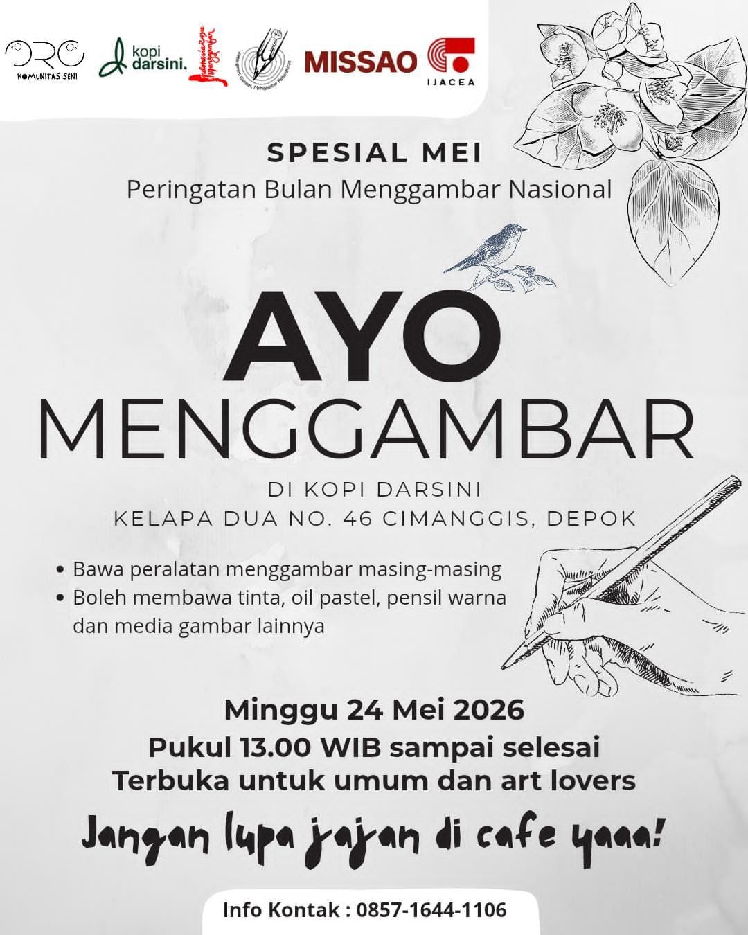 Poster acara Ayo Menggambar di Kopi Darsini Kelapa Dua Cimanggis Depok
