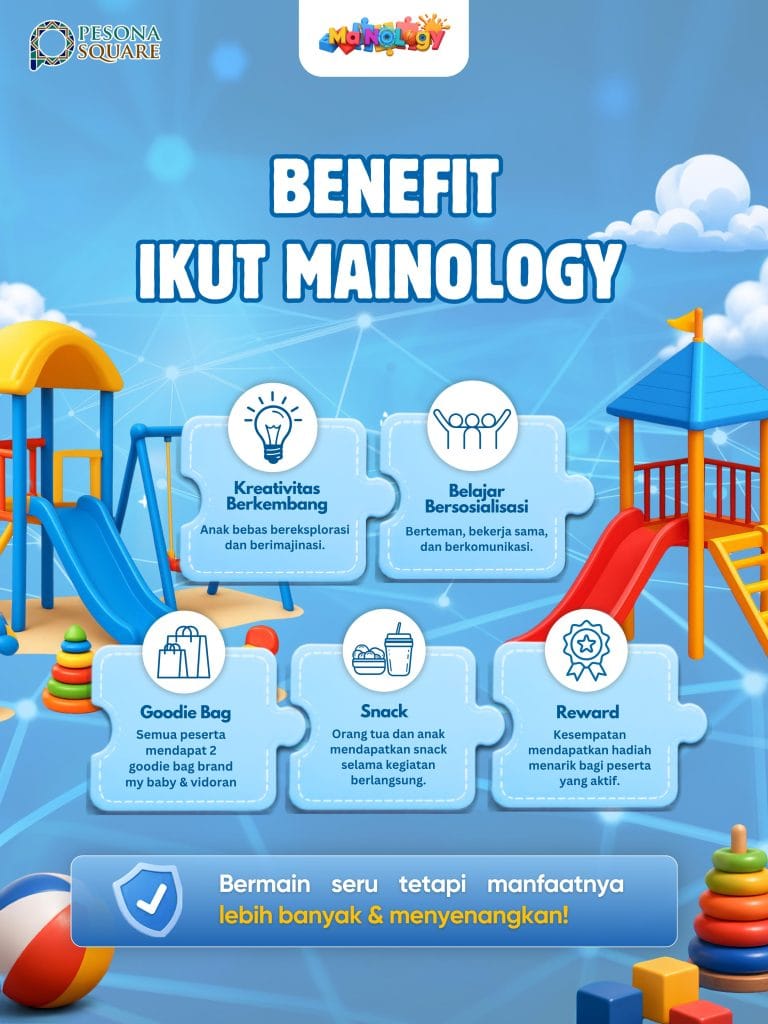 Benefit mengikuti Mainology 2026 termasuk goodie bag, snack, dan reward