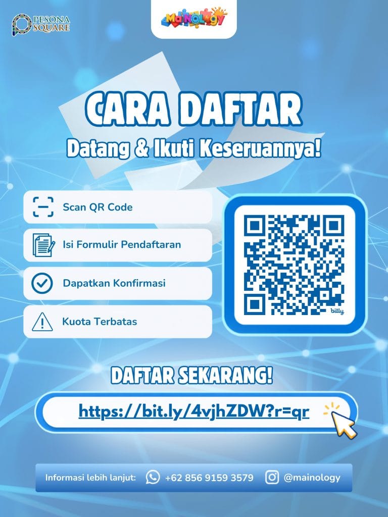 Cara pendaftaran event Mainology 2026 melalui QR Code atau link pendaftaran