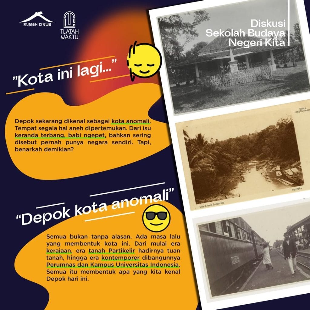 Infografis fakta sejarah dan anomali Kota Depok pada Diskusi Sekolah Budaya Negeri Kita