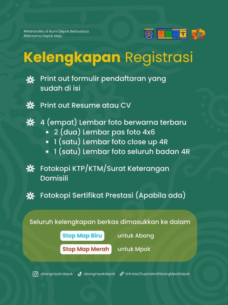 Panduan kelengkapan registrasi berkas Abang Mpok Depok 2026