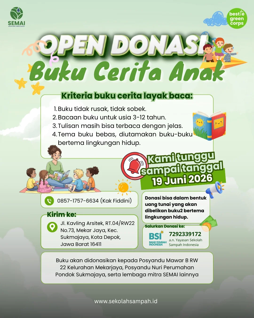 Featured image for “Sekolah Sampah Indonesia (SEMAI) Depok Buka Donasi Buku Cerita Anak”