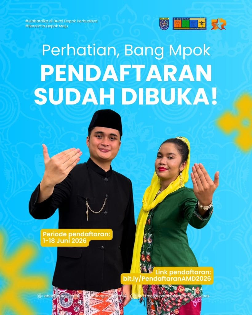Poster pembukaan pendaftaran Abang Mpok Depok 2026 periode 1-18 Juni 2026