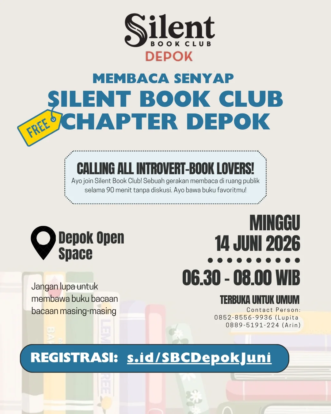 Featured image for “Ikuti Silent Reading Bersama Silent Book Club di Depok Open Space”