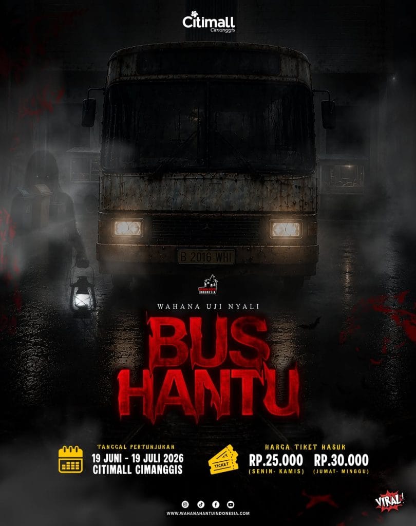 Poster Wahana Uji Nyali Bus Hantu di Citimall Cimanggis
