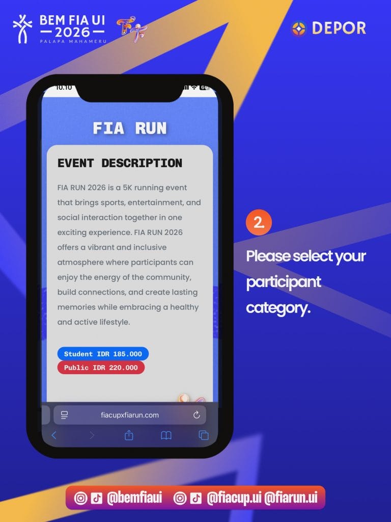 Langkah 3 dan 4 pengisian data diri untuk pendaftaran FIA RUN