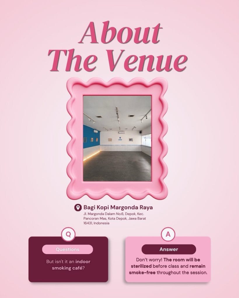 Informasi detail mengenai venue Bagi Kopi Margonda Raya yang disterilkan untuk kelas yoga