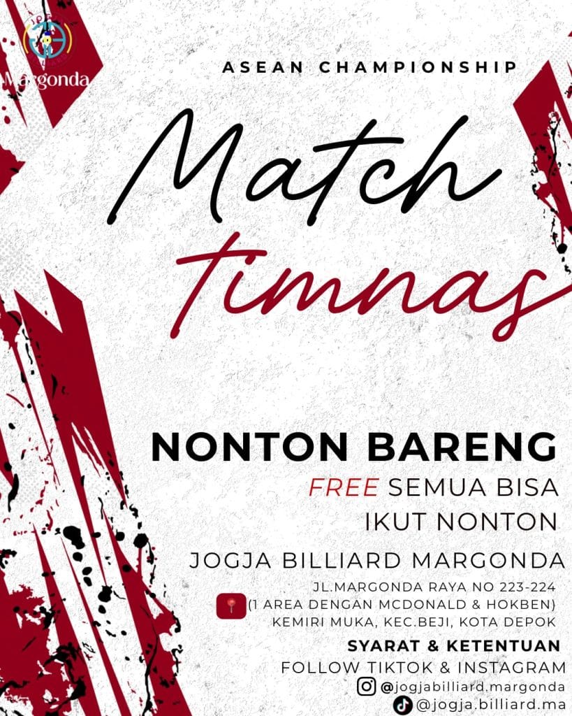 Syarat & Ketentuan Mengikuti Nonton Bareng Timnas Indonesia ASEAN Championship di Jogja Billiard Margonda