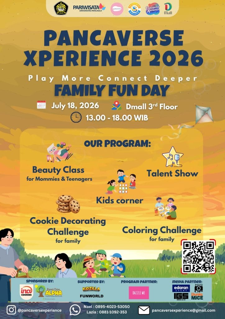 Poster acara keluarga Pancaverse Xperience 2026 Family Fun Day di Lantai 3 Dmall Depok pada tanggal 18 Juli 2026