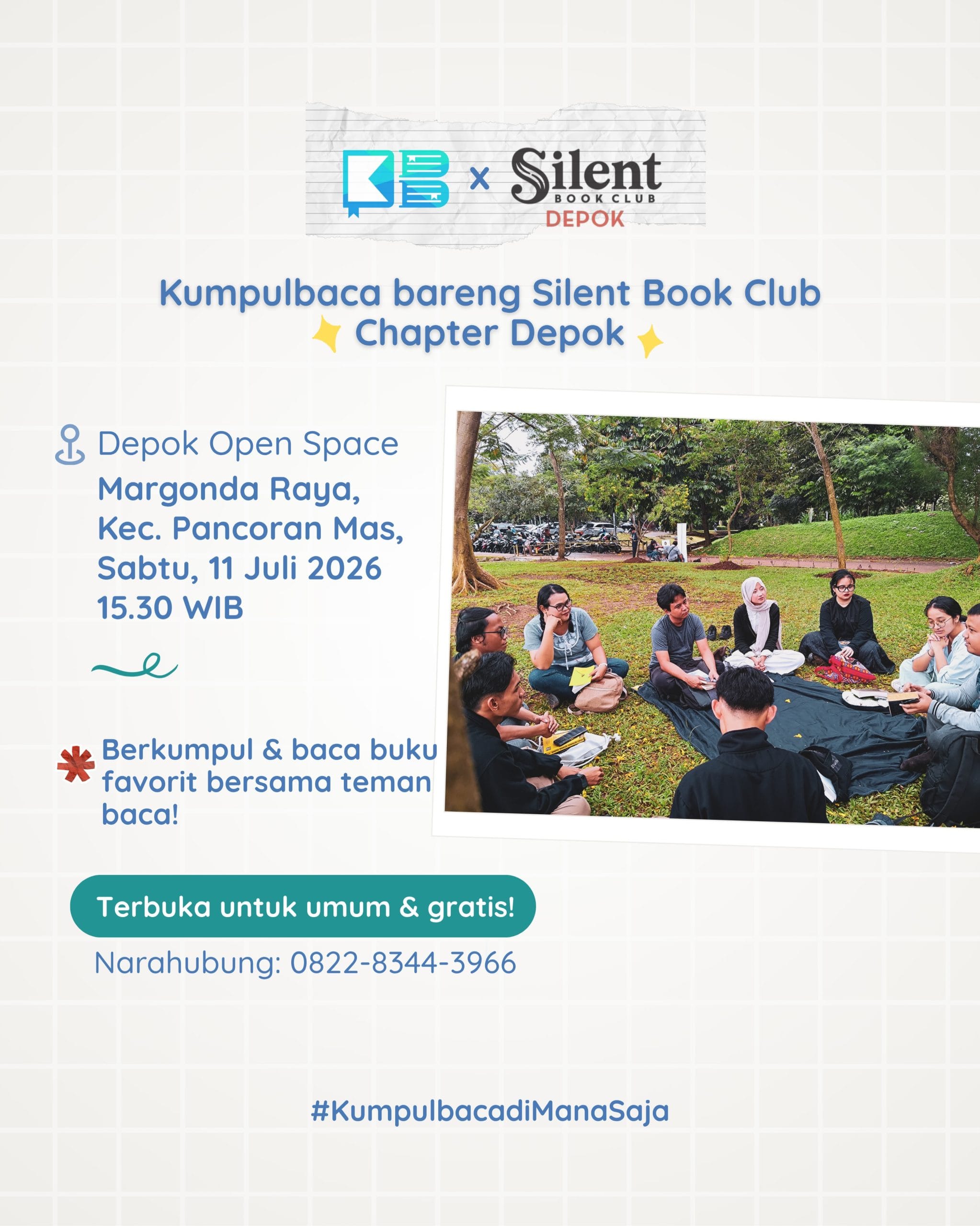 Featured image for “Ikuti “Kumpulbaca” Bareng Silent Book Club di Depok Open Space!”