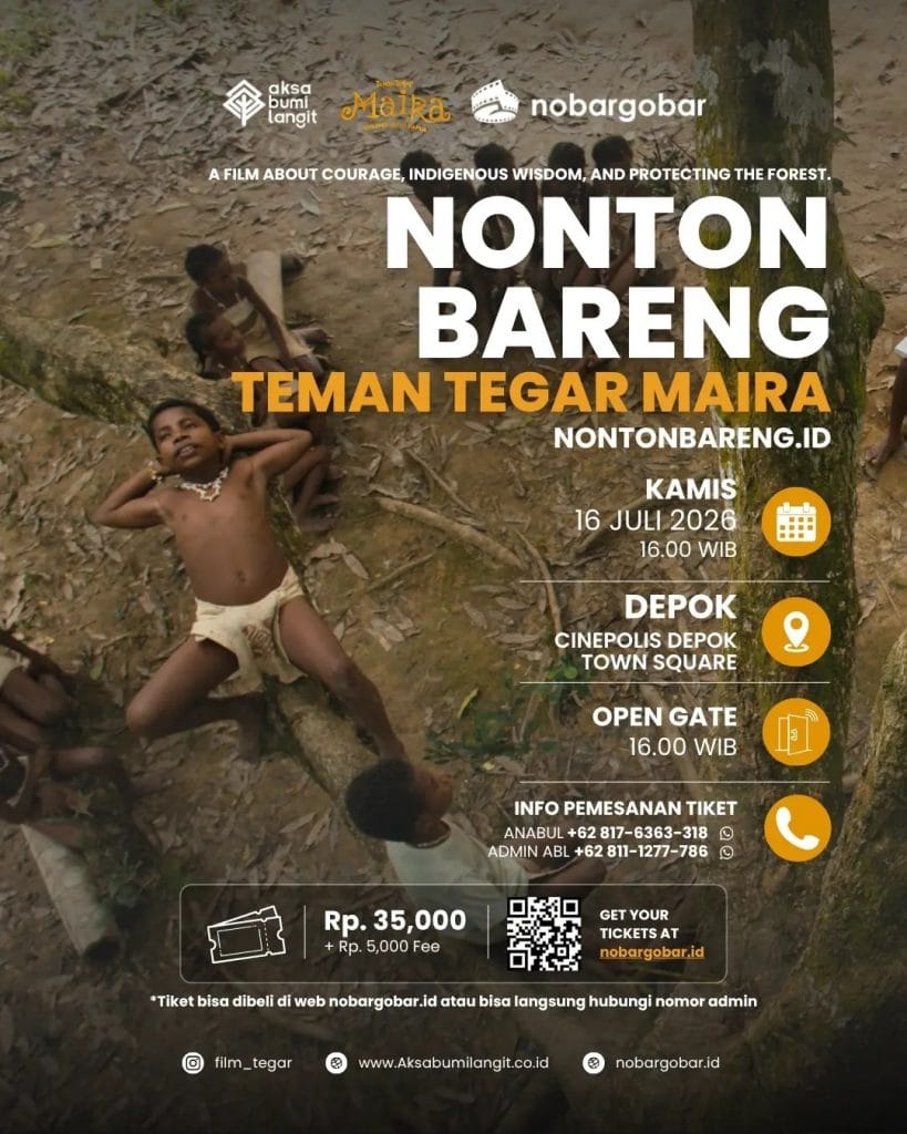 Poster acara nonton bareng film Teman Tegar Maira Whisper From Papua di Cinepolis Depok Town Square pada 16 Juli 2026
