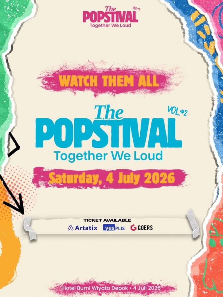 Poster jadwal tanggal The Popstival Vol. 2 pada 4 Juli 2026 beserta informasi platform pembelian tiket resmi