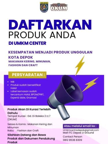 Jadwal Kurasi Produk UMKM Center Depok: Cek Syarat Daftarnya di Sini